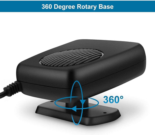 Car Heater, 12V/150W Portable Car Heater 3 in 1 Fast Heating Defrost Defogger Demister Heat Cooling Fan Auto Dryer Windshield Defroster Plug in Cigarette Lighter 360 Degree Rotary Base