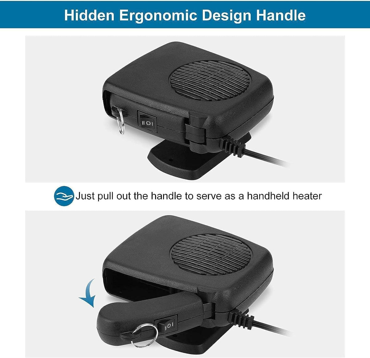 Car Heater, 12V/150W Portable Car Heater 3 in 1 Fast Heating Defrost Defogger Demister Heat Cooling Fan Auto Dryer Windshield Defroster Plug in Cigarette Lighter 360 Degree Rotary Base