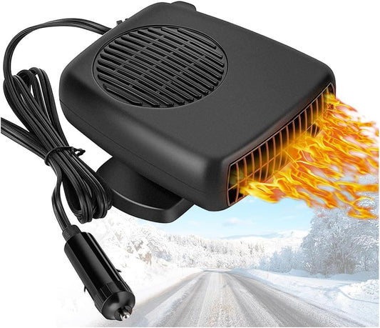 Car Heater, 12V/150W Portable Car Heater 3 in 1 Fast Heating Defrost Defogger Demister Heat Cooling Fan Auto Dryer Windshield Defroster Plug in Cigarette Lighter 360 Degree Rotary Base