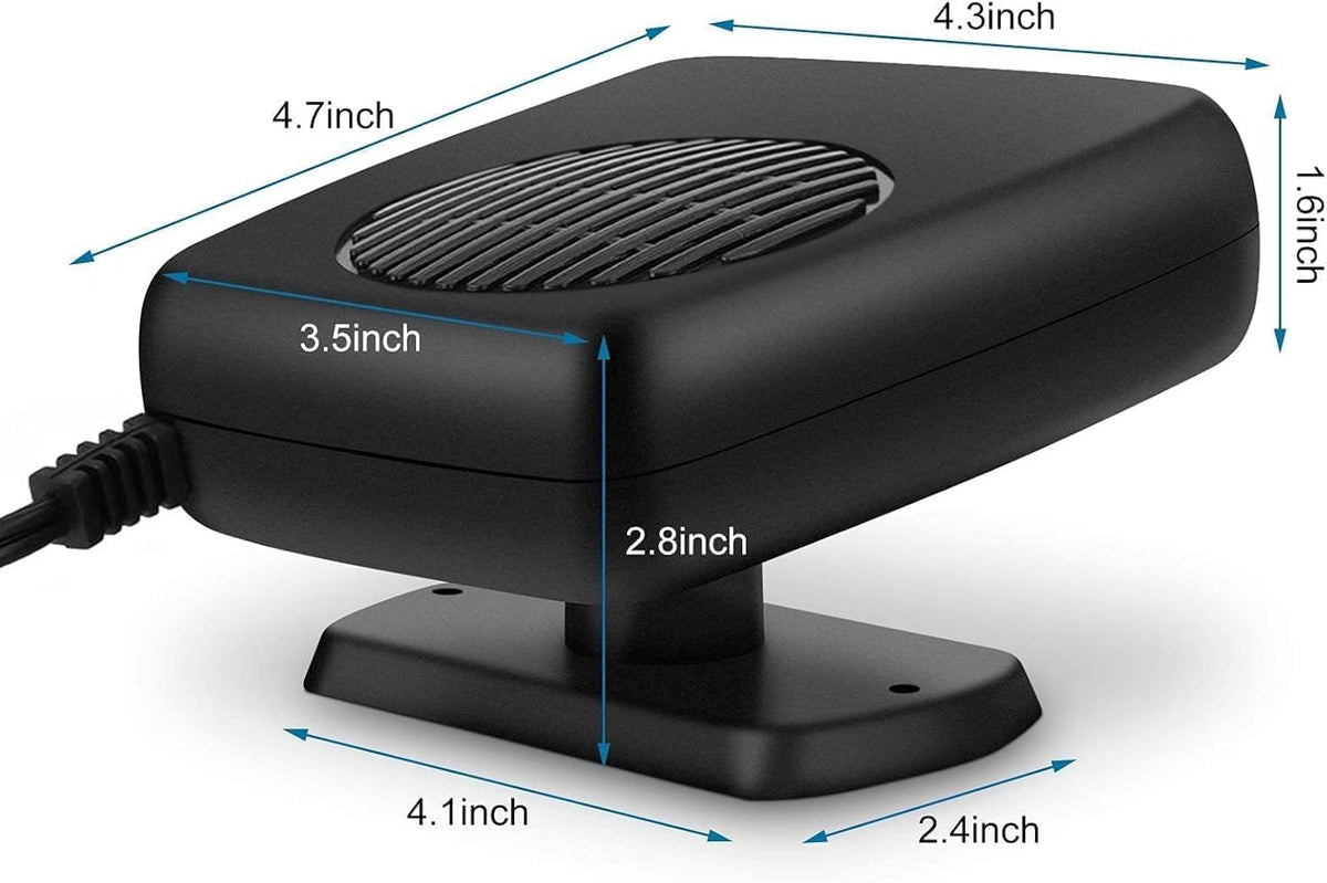 Car Heater, 12V/150W Portable Car Heater 3 in 1 Fast Heating Defrost Defogger Demister Heat Cooling Fan Auto Dryer Windshield Defroster Plug in Cigarette Lighter 360 Degree Rotary Base